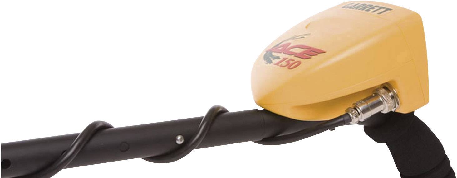 Sárga fémkereső, 'ACE 150' felirattal, fekete fogantyúval és spirál kábellel, amely szilárdságot és funkcionalitást mutat.