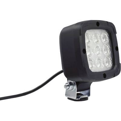 Kilenc látható LED-fénnyel és tápkábellel rendelkező négyzet alakú fekete LED-es munkalámpa.