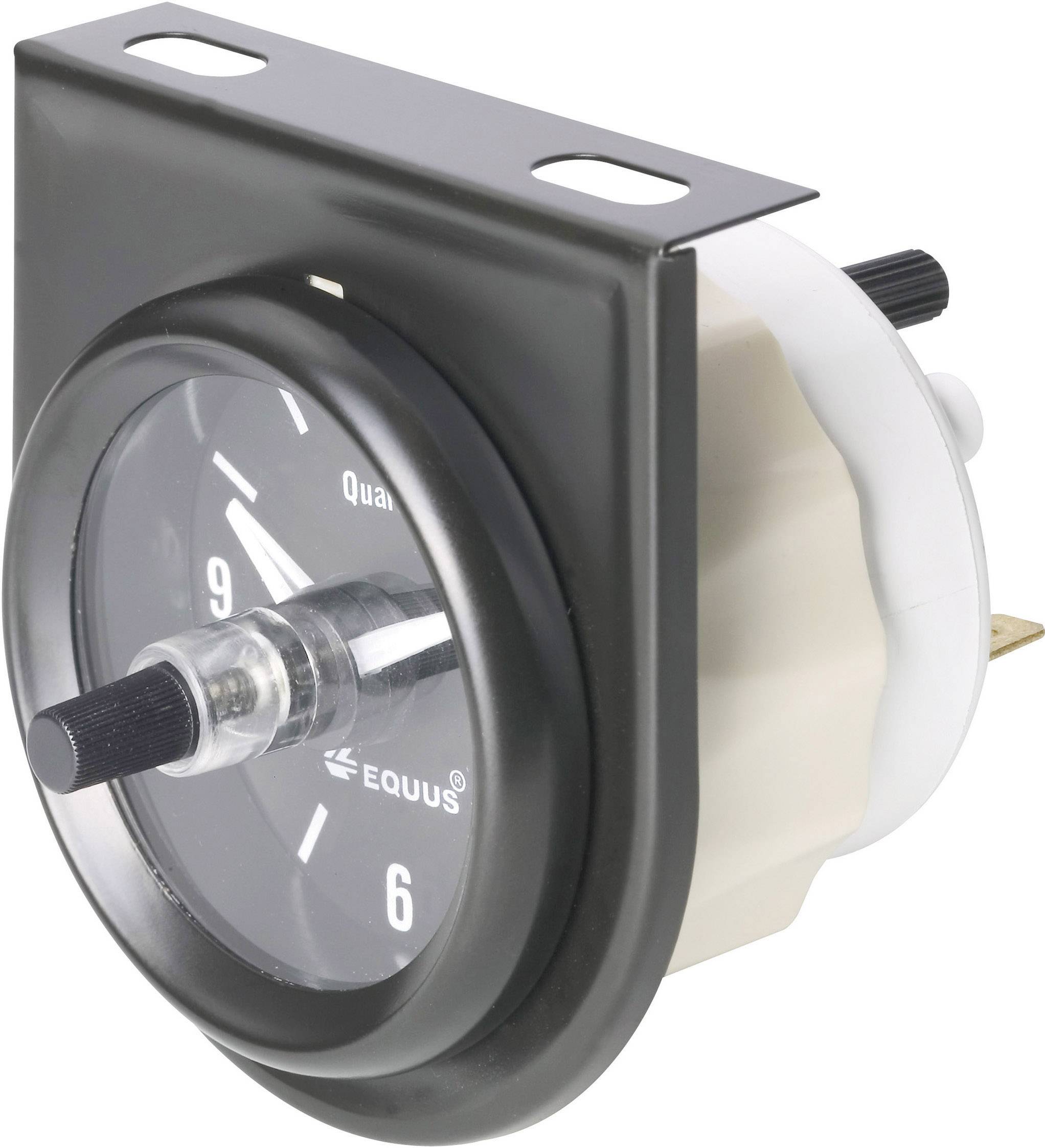 Egy fekete analóg órakijelző tiszta borítással és fehér számláppal. Mutatja a 1-től 12-ig terjedő számokat, és egy fekete mutatóval rendelkezik.