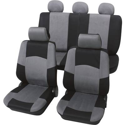 Autó üléshuzat készlet,  17 részes, fekete, szürke, egyes ülés/hátsó ülés, Petex Classic,