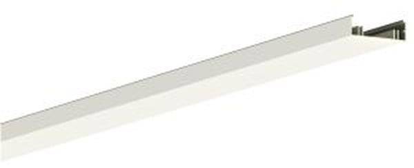 Lapos, nyújtott fémprofil, amely egy szerelőrendszer része lehet, egy peremmel a falakon vagy mennyezeten történő rögzítéshez.