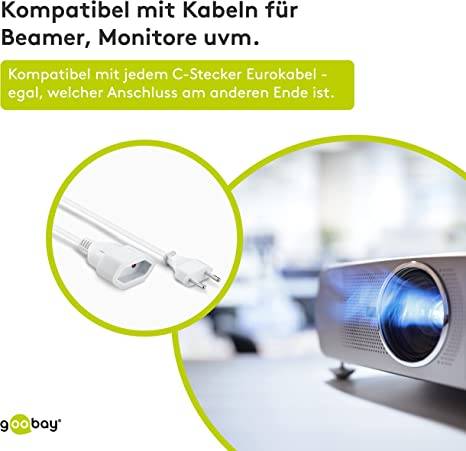 Euro dugós hálózati hosszabbítókábel, fehér, 5 m, H03VVH2-F 2 x 0,75 mm², Goobay-3