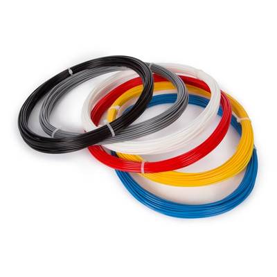 Velleman PLA175SET6  Nyomtatószál csomag PLA műanyag  1.75 mm  Fekete, Fehér, Piros, Ezüst, Sárga, Világoskék  1 db