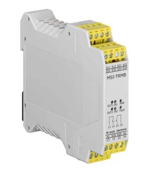 Egy szürke, téglalap alakú elektronikai modul sárga csatlakozókkal. Az oldalán 'MSI-TRMB' felirat látható.