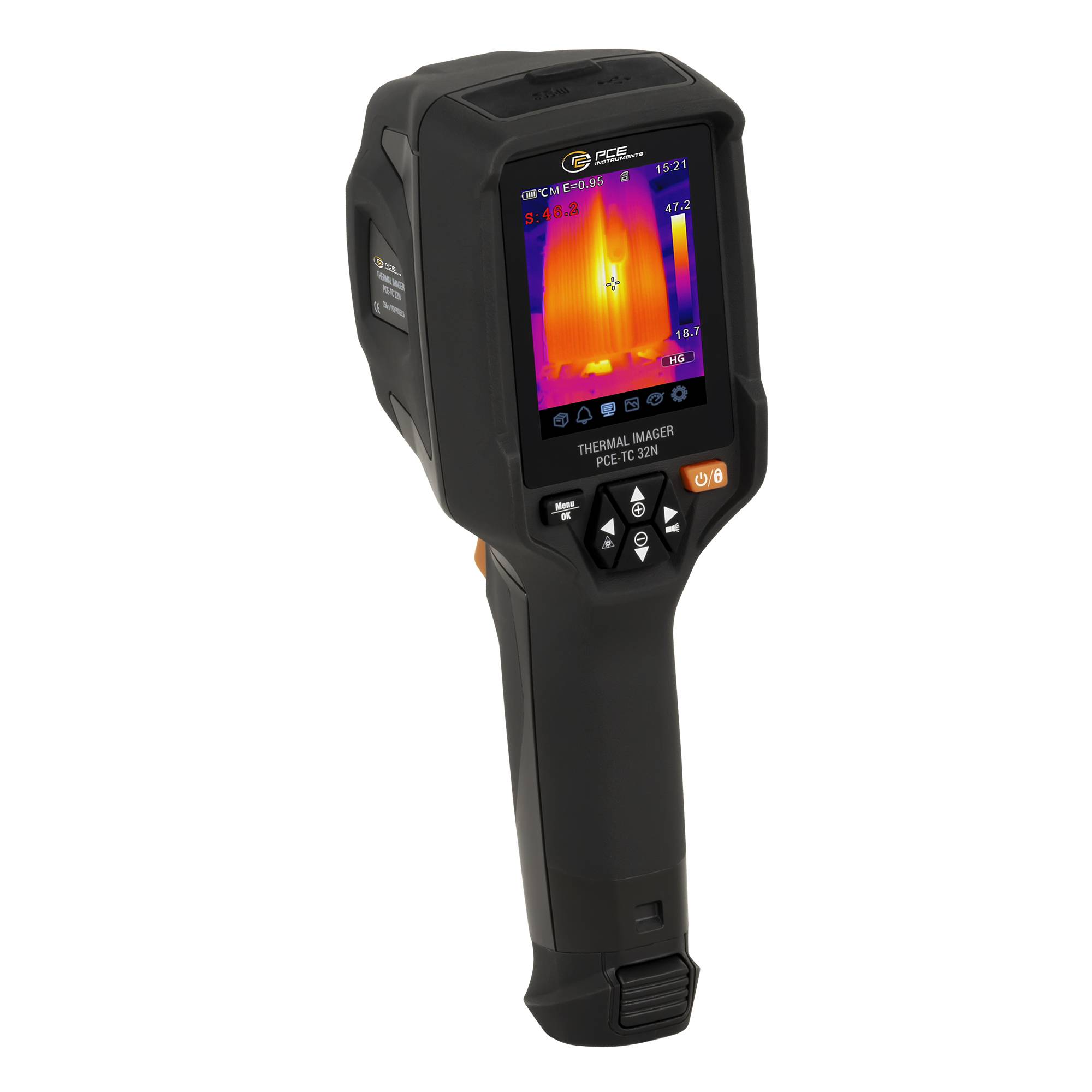 PCE Instruments Hőkamera -20 - 550 °C 25 Hz Beépített digitális kamera, Rendkívül masszív, 2 m-ig leesést tűrő, Infra hőmérővel