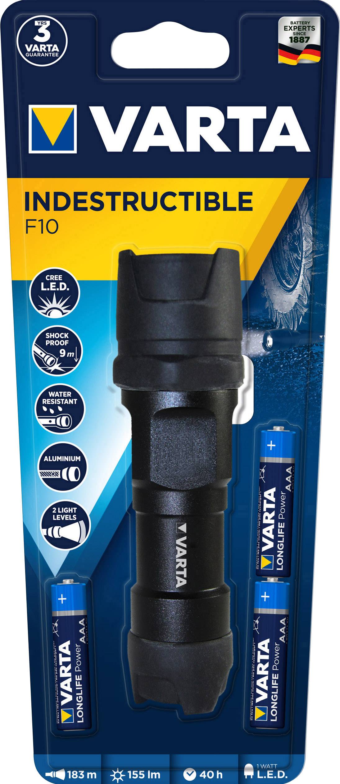 LED-es kézilámpa, 1 W Cree XPC Q5 fehér LED, 5 óra, fekete, VARTA 18700101421-8