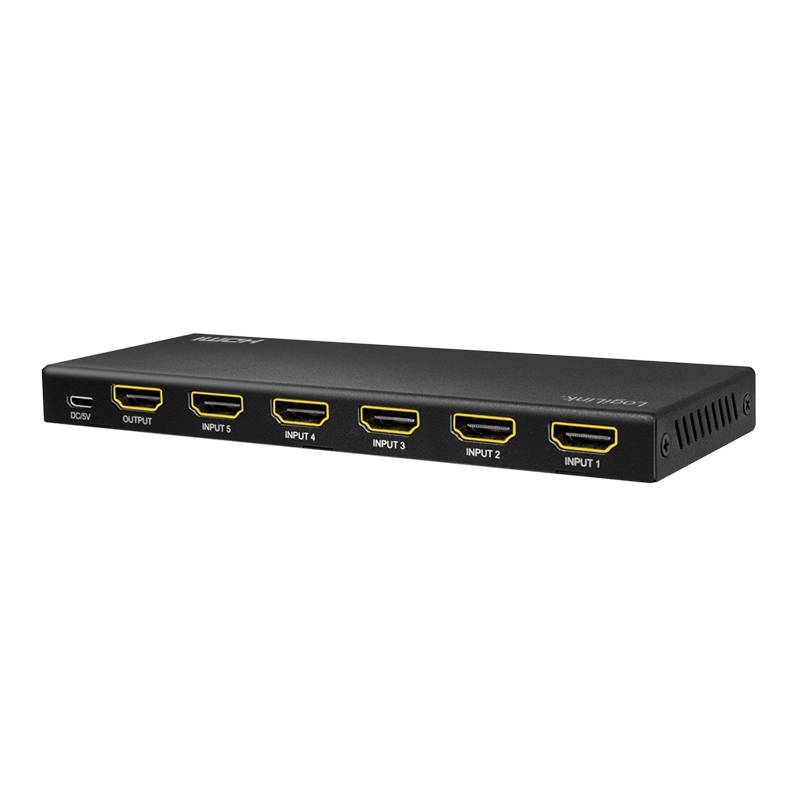 LogiLink HD0060 Commuta la porta HDMI 5x1, 4K/60Hz, HDCP, HDR, CEC, RC Hálózati switch 18 GBit/s-1