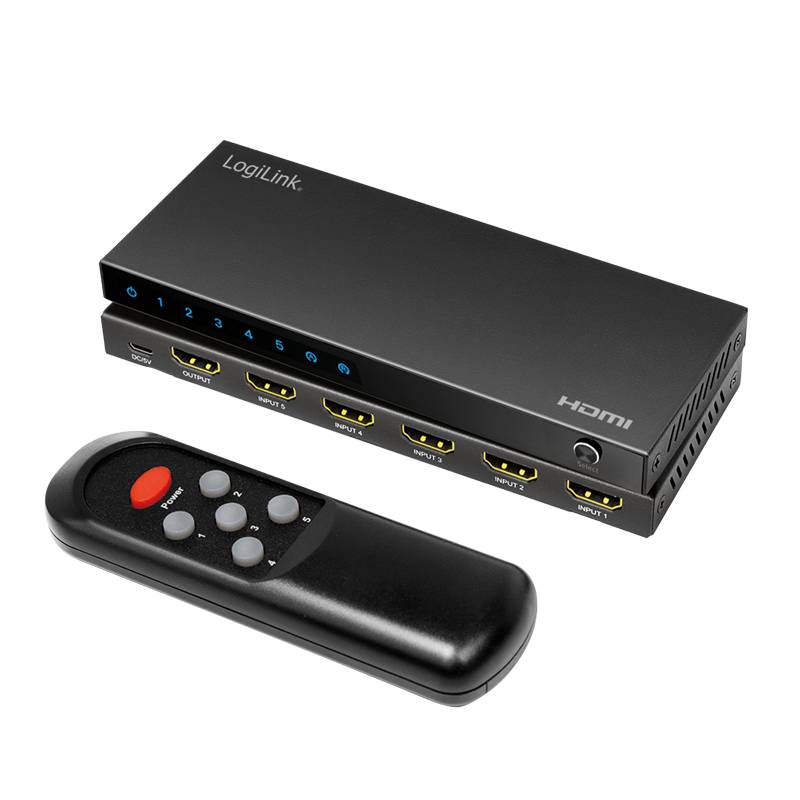 LogiLink HD0060 Commuta la porta HDMI 5x1, 4K/60Hz, HDCP, HDR, CEC, RC Hálózati switch 18 GBit/s-2