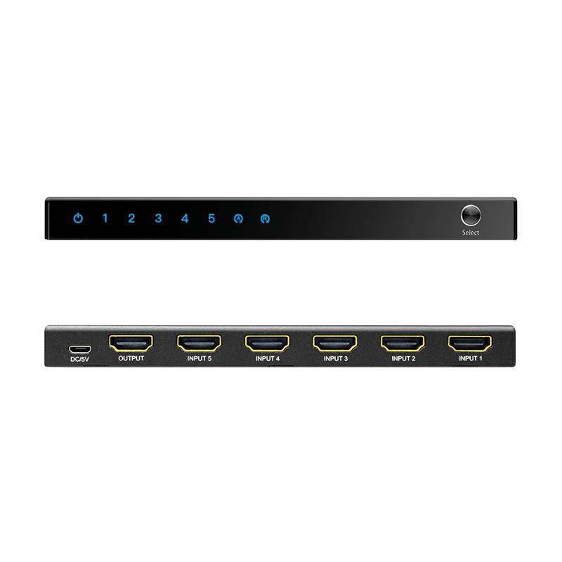 LogiLink HD0060 Commuta la porta HDMI 5x1, 4K/60Hz, HDCP, HDR, CEC, RC Hálózati switch 18 GBit/s-4
