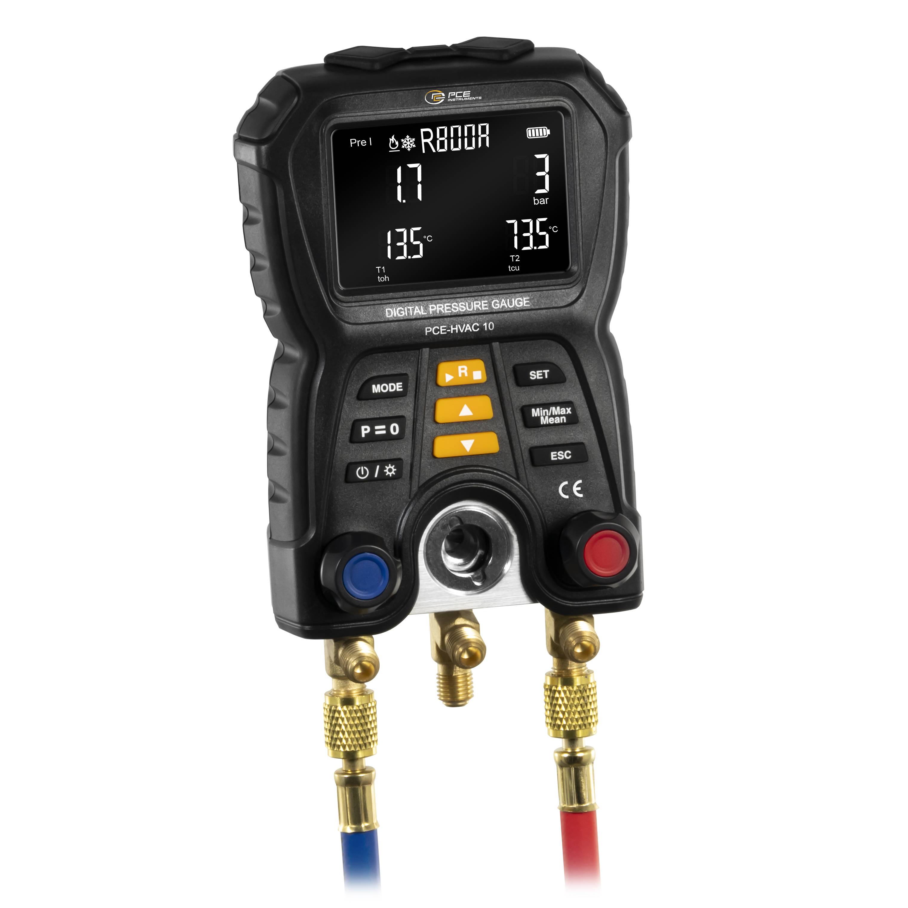 PCE Instruments Differencia nyomás mérőműszer Nyomás, Hőmérséklet -1 - 60 bar Hőmérsékletmérő funkcióval, Külső érzékelő