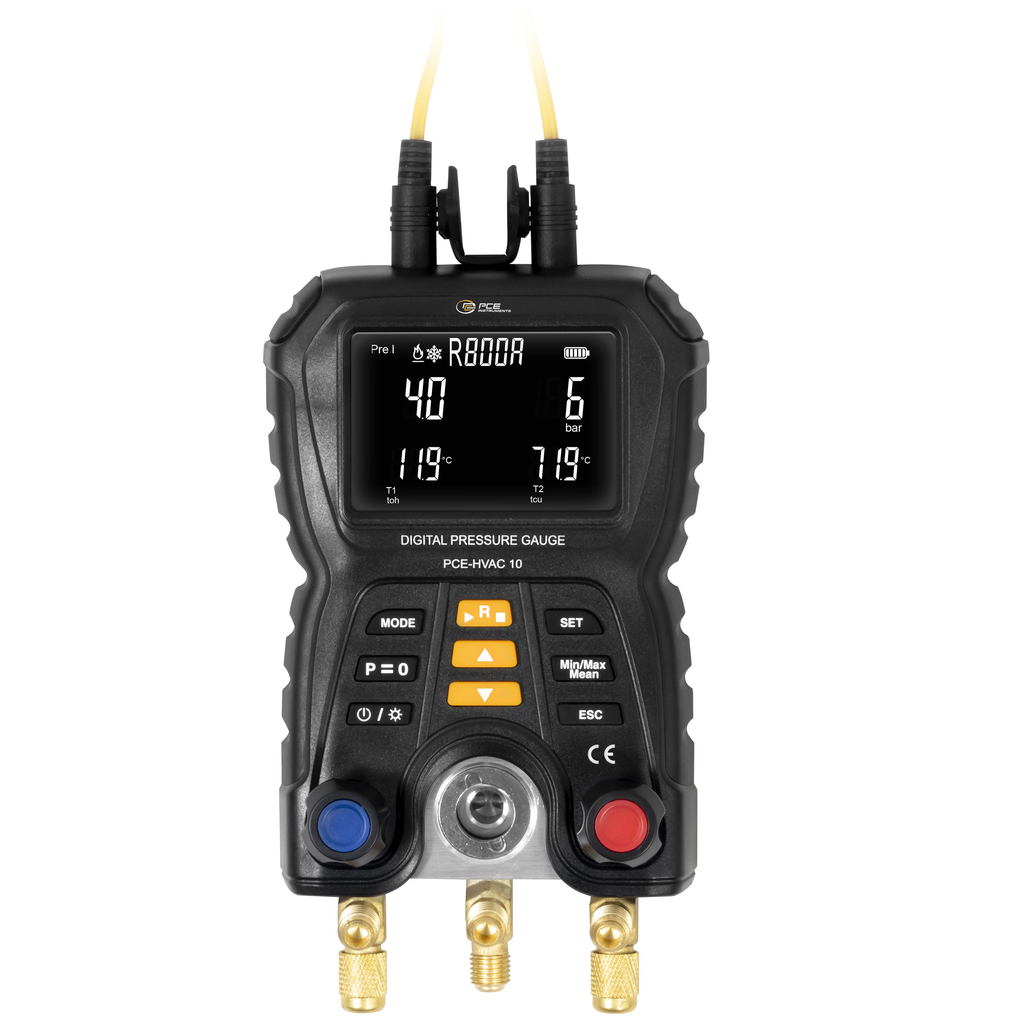 PCE Instruments Differencia nyomás mérőműszer Nyomás, Hőmérséklet -1 - 60 bar Hőmérsékletmérő funkcióval, Külső érzékelő-1