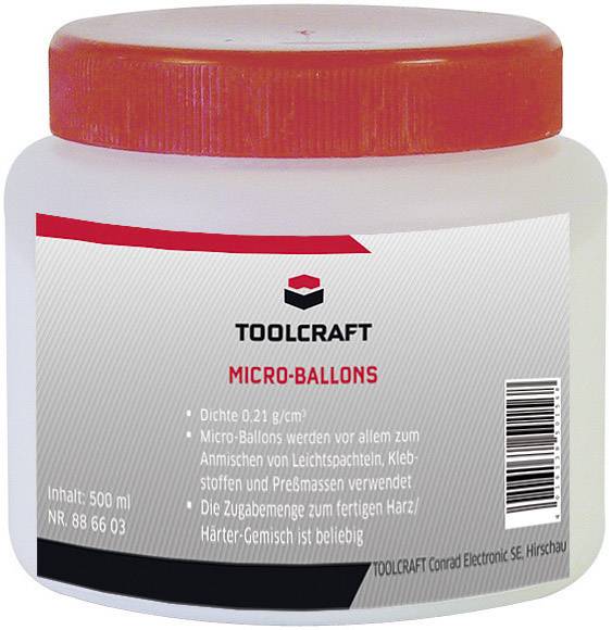 Fehér műanyag tartály piros fedéllel, 500 ml 'TOOLCRAFT Mikro-ballon' típusú, gyanta- és ragasztókeverékekhez használatos.