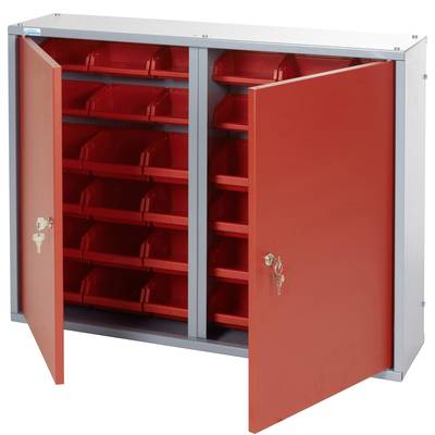 Fali szekrény 80cm, 2 ajtó, 36 doboz piros Küpper 70222 (Sz x Ma x Mé) 80 x 60 x 19 cm