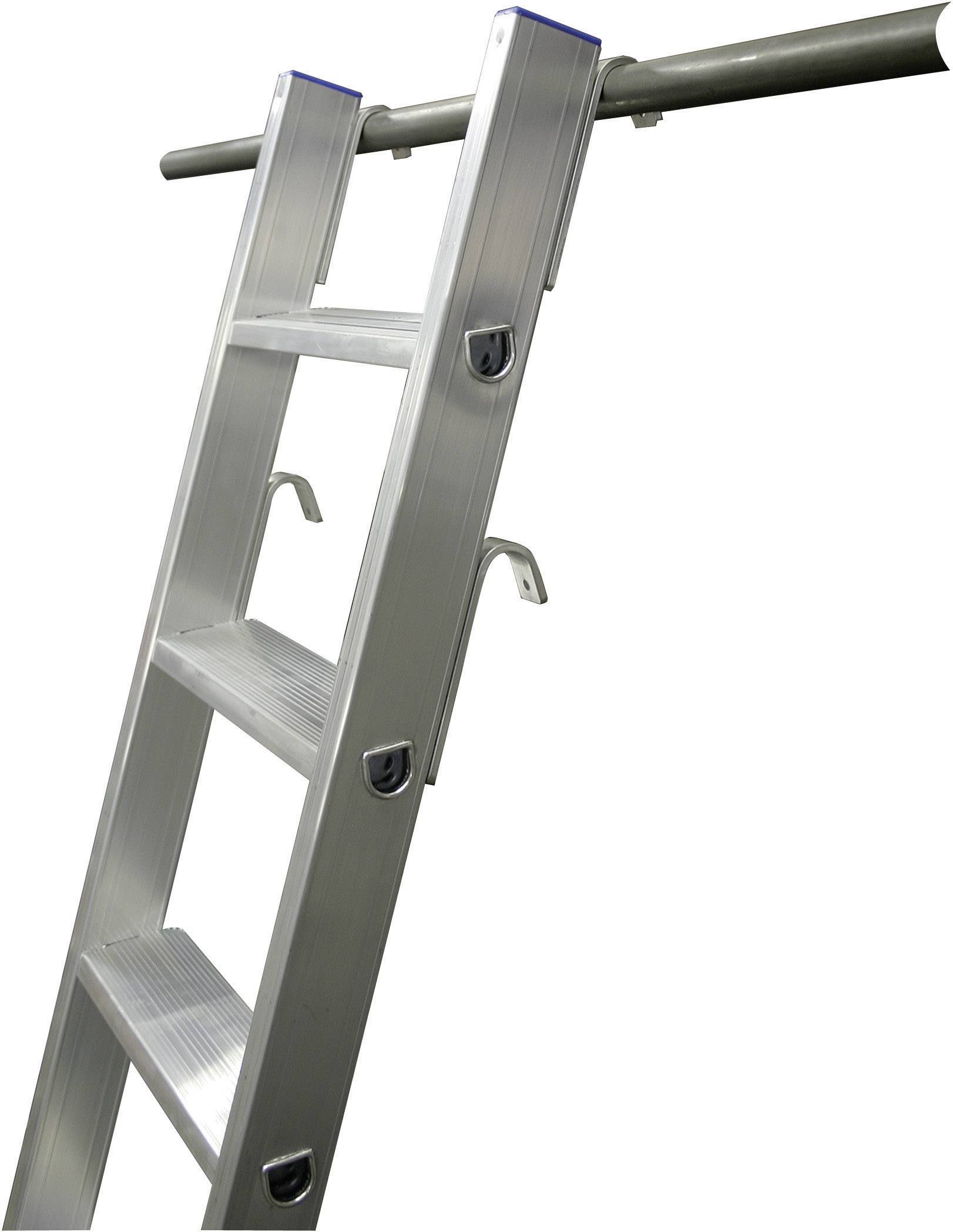 Egy fém lépcső egy rúdra van erősítve, felkészülve a mászásra.