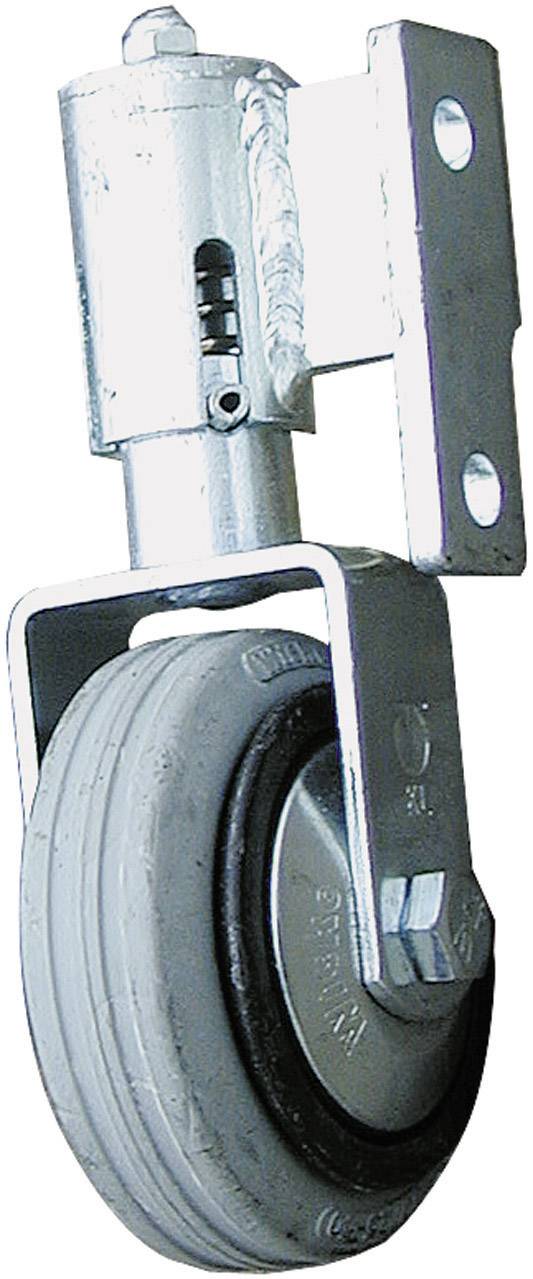 'Fém forgókerék szürke gumitárcsával és rögzítőlappal, ipari és teherbíró.'