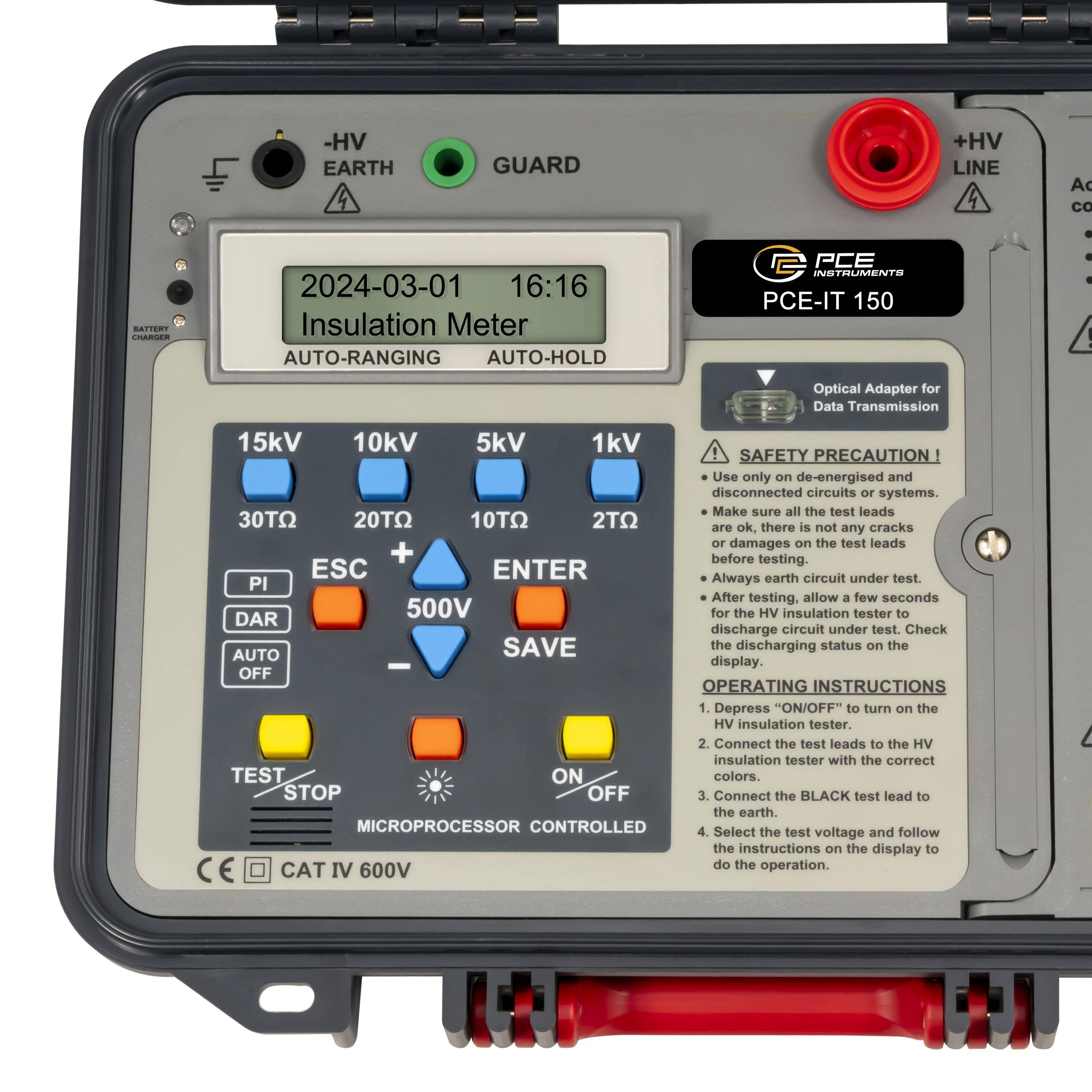 PCE Instruments Szigetelésmérő műszer 15000 V 30 TΩ-1