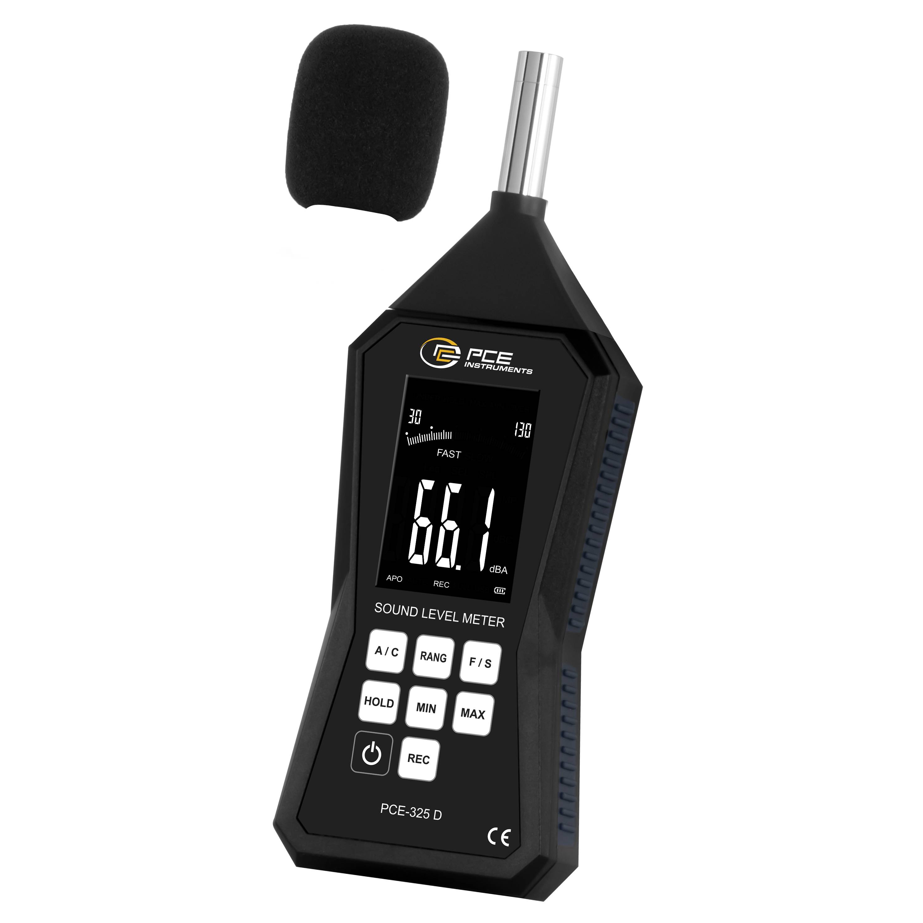 PCE Instruments Zajszintmérő 30 - 90 dB 31.5 Hz - 8000 Hz Mikro USB