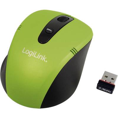 Vezeték nélküli USB-s mini optikai egér, zöld színű LogiLink ID0048