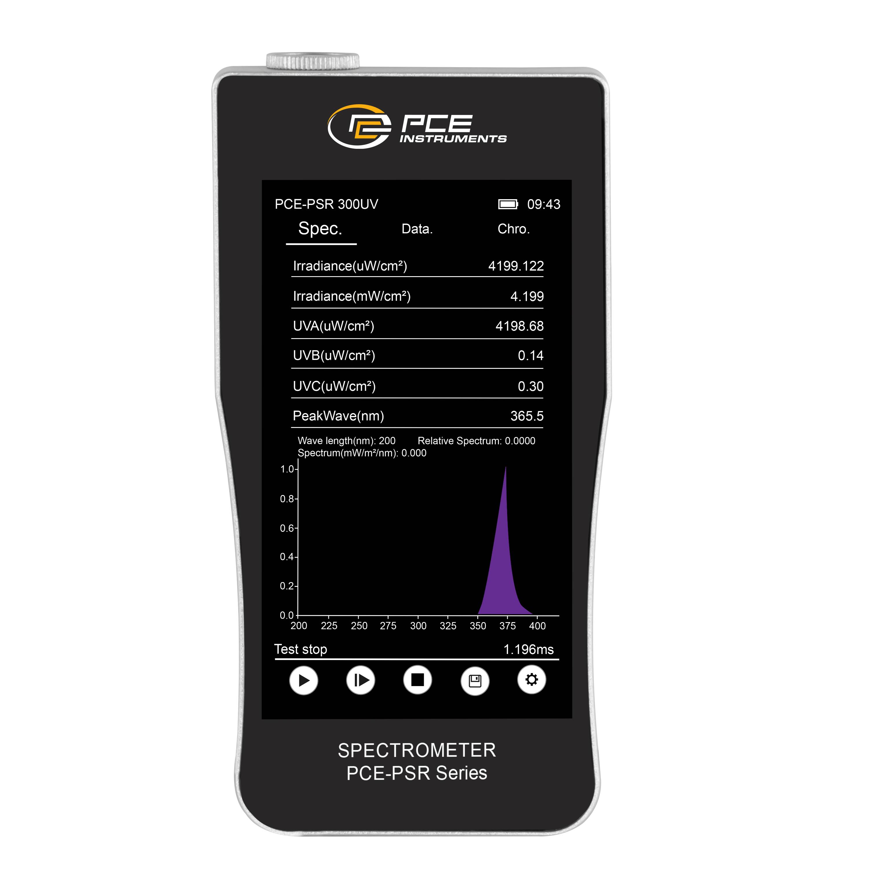 PCE Instruments PCE-PSR 300UV Kromaméter 0.001 - 5000 lx