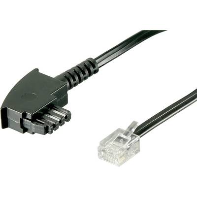 DSL kábel, 1x TAE-F dugó - 1x RJ12 dugó, 6p6c, 3 m fekete, Basetech