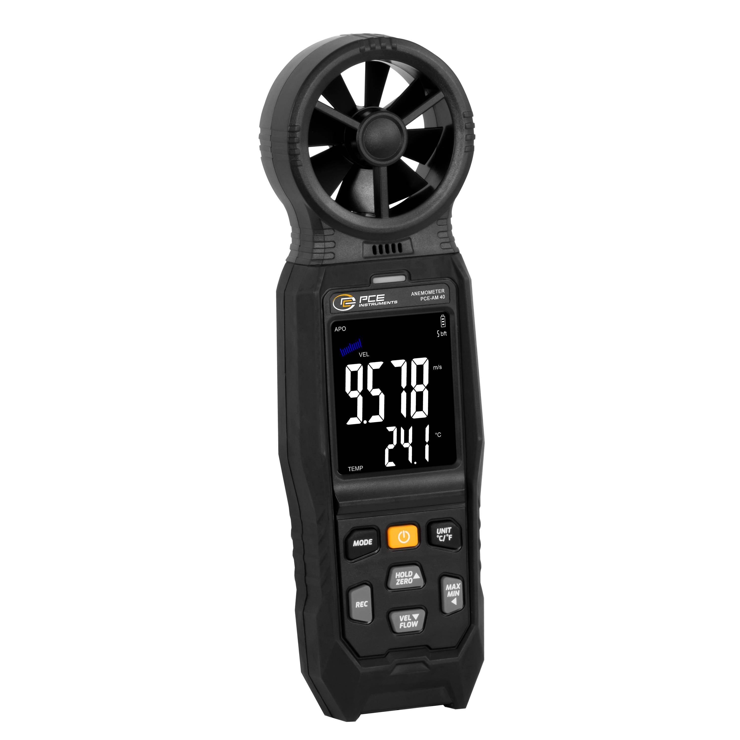 PCE Instruments Anemométer 1 - 162 km/óra Hőmérsékletmérő funkcióval, USB csatlakozóval