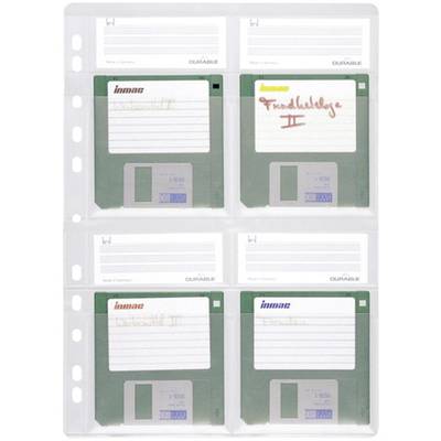 Lefűzhető Floppy lemez tartó tok, tasak 5db-os készlet, 4 lemez részére, átlátszó Durable 5243