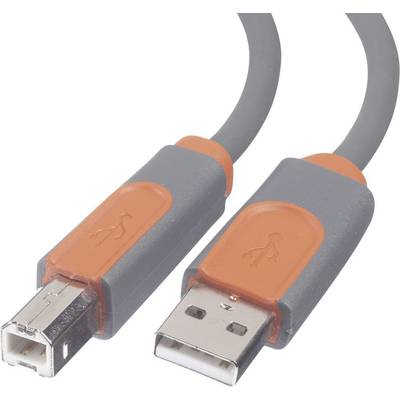 USB 2.0 kábel, 1x USB 2.0 dugó A - 1x USB 2.0 dugó B, 3 m, szürke, aranyozott, Belkin Premium