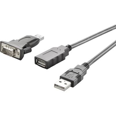 Soros portos D-SUB/USB 2.0 átalakító szett [1x USB 2.0 dugó A - 1x D-SUB dugó 9pólusú] 1 m, fekete 971791