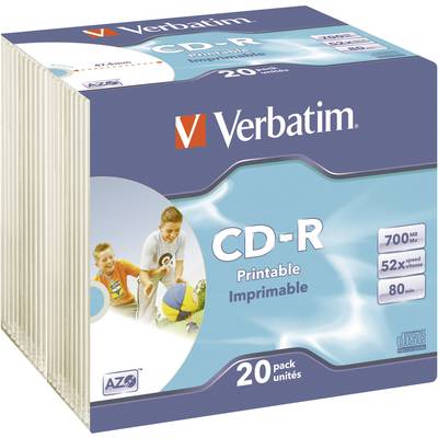 Írható CD-R 80 700 MB Verbatim 43424 20 db Nyomtatható