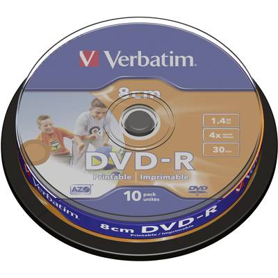8 cm-es írható mini DVD-R 1.4 GB Verbatim 43573 10 db Nyomtatható