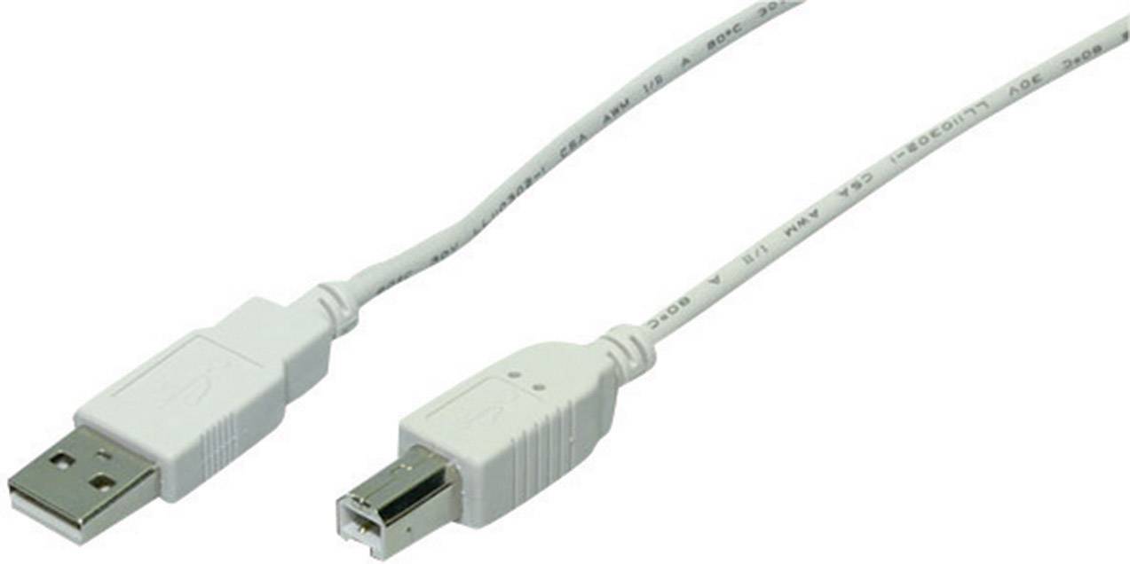 Egy fehér USB-kábel, amelynek egyik oldalán szabvány USB-csatlakozó, a másik oldalán pedig négyzet alakú csatlakozó van.