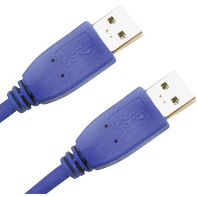 USB kábel, A/A típusú, 1 m, kék