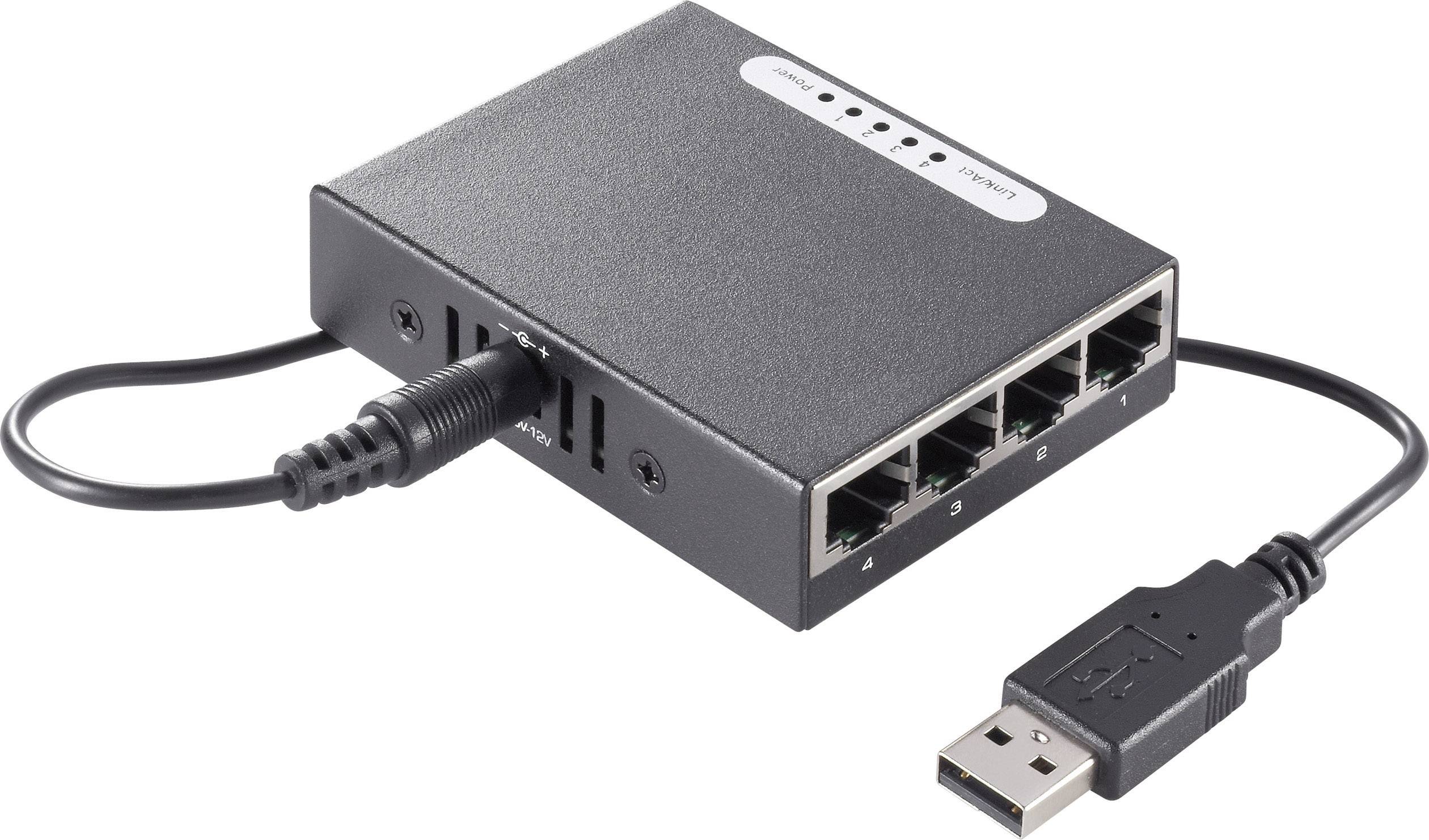 4 portos USB-s RJ45 ethernet Gigabit switch 1000 MBit/s 976050-0