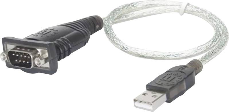 aluminium diskriminerende Selskabelig USB - RS232 átalakító 0,45 m 1x D-SUB dugó 9 pól. - 1x USB 1.1 dugó A,  Manhattan 982417 | Conrad