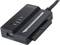 Egy USB-adapter IDE- és SATA-merevlemezek USB 3.0-val történő csatlakoztatásához, beleértve a működésjelző és interfész-állapotjelző LED-eket.