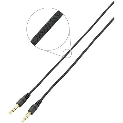 Jack audio kábel, 1x 3,5 mm jack dugó - 1x 3,5 mm jack dugó, 2 m, aranyozott, fekete, fonott, SpeaKa Professional 986644