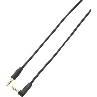 Jack audio kábel, 1x 3,5 mm jack dugó - 1x 3,5 mm jack dugó 90°, 2 m, fekete, SuperSoft, SpeaKa Professional 986662