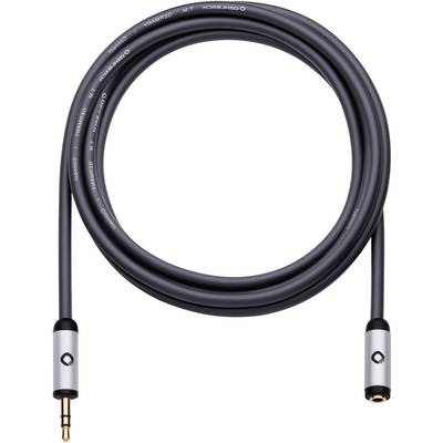Jack hosszabbító kábel, 1x 3,5 mm jack dugó - 1x 3,5 mm jack aljzat, 5 m, aranyozott, fekete, Oehlbach i-Connect J-35 EX