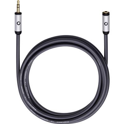 Jack hosszabbító kábel, 1x 3,5 mm jack dugó - 1x 3,5 mm jack aljzat, 3 m, aranyozott, fekete, Oehlbach i-Connect J-35 EX