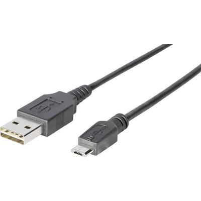 USB kábel [1x USB 2.0 dugó A - 1x USB 2.0 dugó Mikro-B] 1,80m fekete 986886