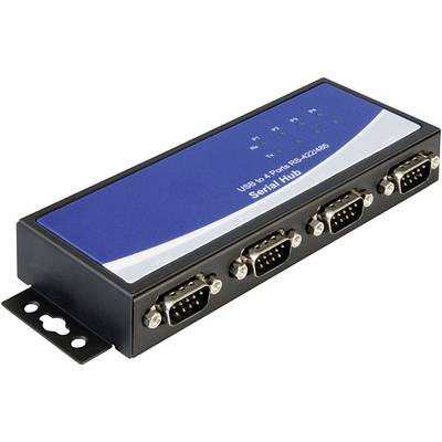 USB 2.0 adapter 4 x D-SUB 9 pól. dugó – 1 x USB 2.0 B, fekete, Delock 87587
