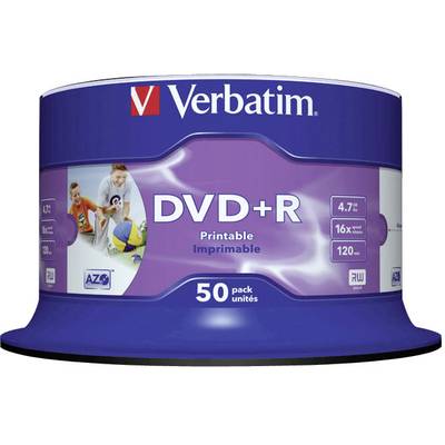 Írható DVD+R 4.7 GB Verbatim 43512 50 db Nyomtatható