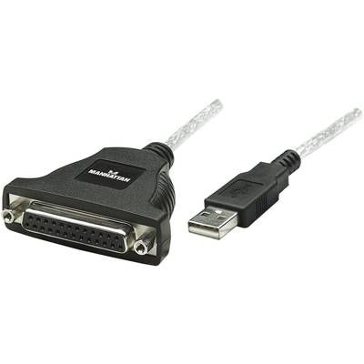USB - Párhuzamos portos nyomtató kábel fordító, átalakító kábel 1,8 m fekete Manhattan 336581