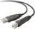 Egy USB-nyomtatókábel Type-A és Type-B csatlakozókkal, amely alkalmas nyomtatók számítógéphez történő csatlakoztatására adatátvitel céljából.