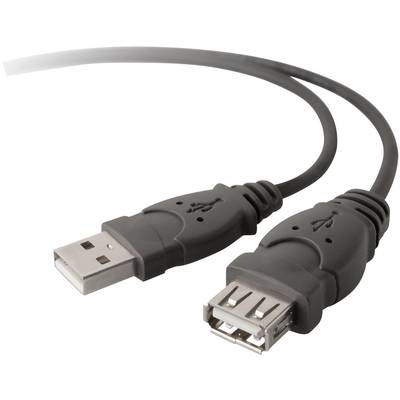 USB 2.0 hosszabbítókábel, A/A, 1,8 m, fekete, Bulk, Belkin