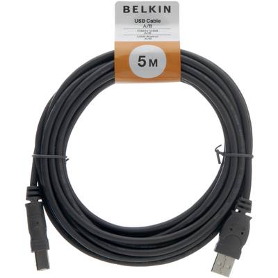 USB kábel, A/B, 5 m, fekete, Bulk, Belkin