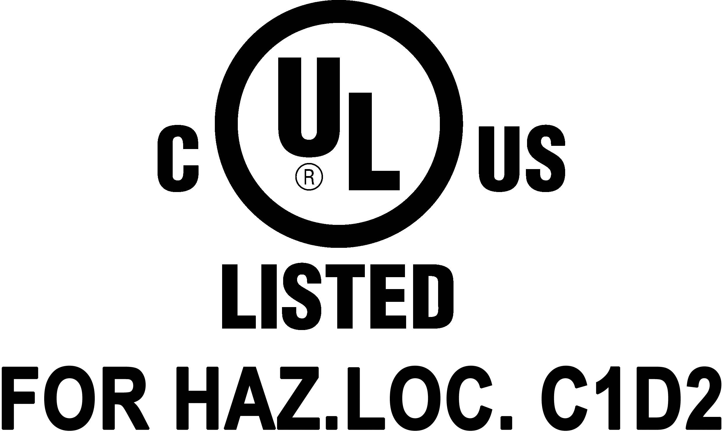 Az UL-Siegel-Logo egy olyan, az Egyesült Államokban elismert terméket jelöl, amely potenciálisan robbanásveszélyes területeken történő alkalmazásra van minősítve.