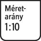 '1:10 méretarány' fekete színnel fehér háttéren van feltüntetve.
