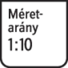'1:10 méretarány' fekete színnel fehér háttéren van feltüntetve.
