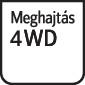 Fekete-fehér matrica 'Allhajtás' felirattal, amely négykerekű meghajtásra utal.